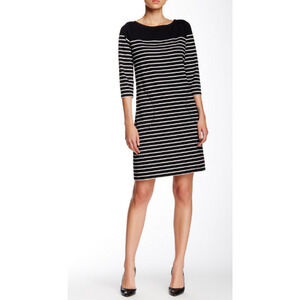 Max Studio Women Shift Dress Boatneck Black Size S